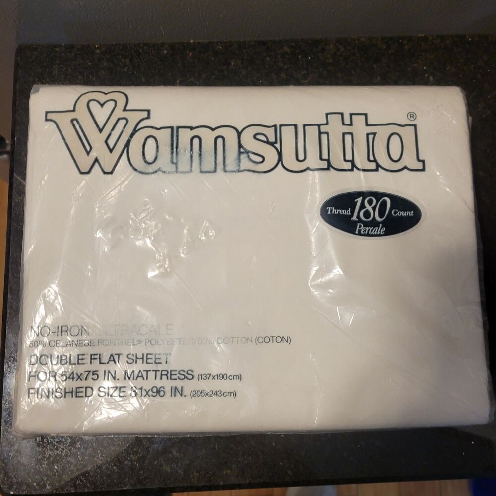 NOS New Sealed Vtg Wamsutta Ultracale Double Flat Sheet White Fortrel for 54x75